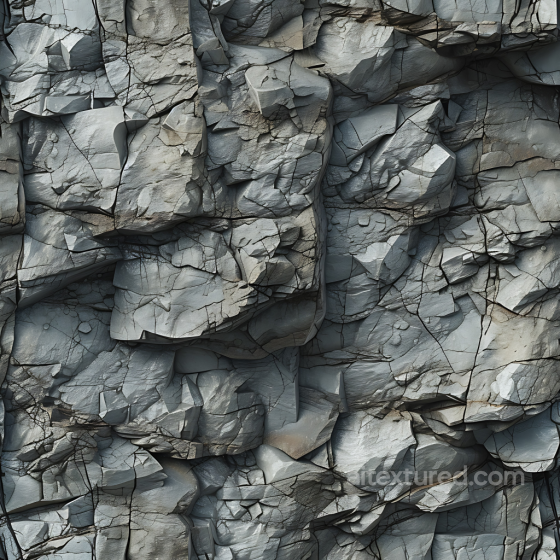 Cracked Rocky Wall PBR Texture with Layered Slate Gray Stones Stone texture preview