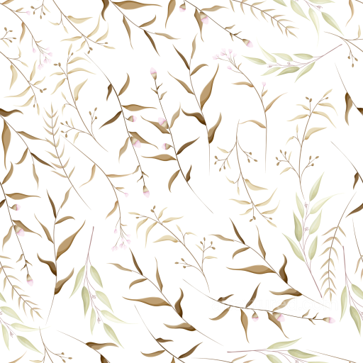 Floral Fabric Texture with Delicate White and Gold Leaves seamless White & Gold PBR texture