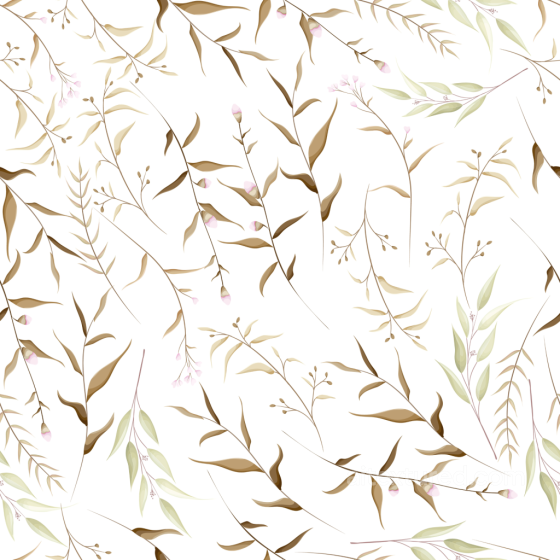 Floral Fabric Texture with Delicate White and Gold Leaves White & Gold texture preview