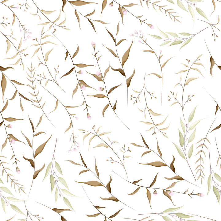 Floral Fabric with Delicate White and Gold Leaves seamless PBR texture preview