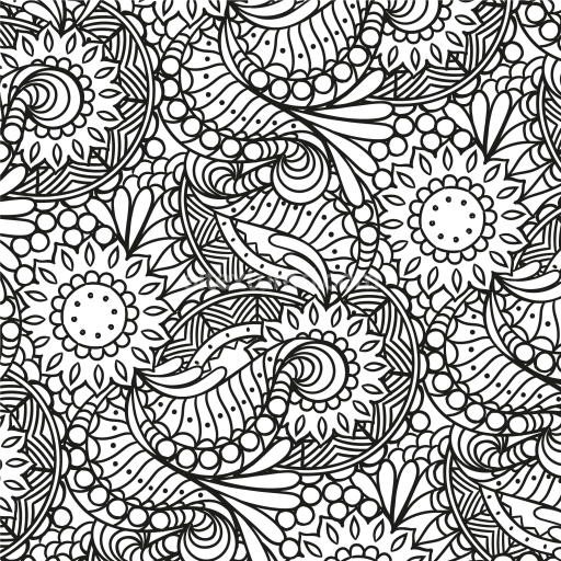 Seamless 3D PBR Texture of Intricate Black and White Ornamental Floral Pattern