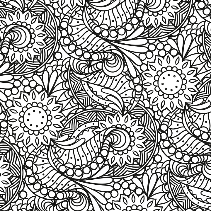 White & Black of Intricate Black and White Ornamental Floral Pattern seamless PBR texture preview