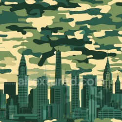 seamless Seamless 3D urban camouflage PBR texture featuring stylized city skyline and smooth cloud pattern texture 8k free download PBR