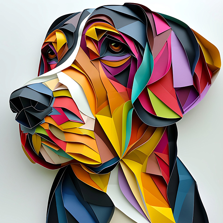 Animal of Bavarian Mountain Hound Multicolored Stylized Fur seamless PBR texture preview