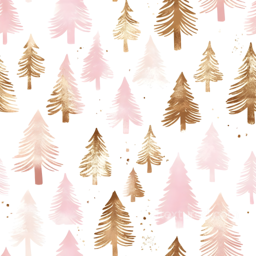 All Christmas Digital paper Texture of Gold and Pink Stylized Christmas Trees seamless All Christmas Digital paper PBR texture