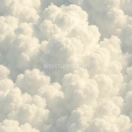 Seamless 3d texture pbr 8k of puffy sunlit cumulonimbus core clouds