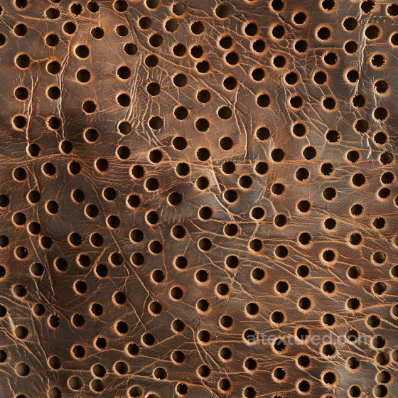 Distressed Brown Perforated Leather PBR Texture with Natural Wrinkles Leather texture preview
