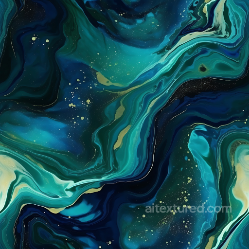 Marble Texture with Blue and Green Fluid Swirls and Gold Flecks seamless Marble PBR texture