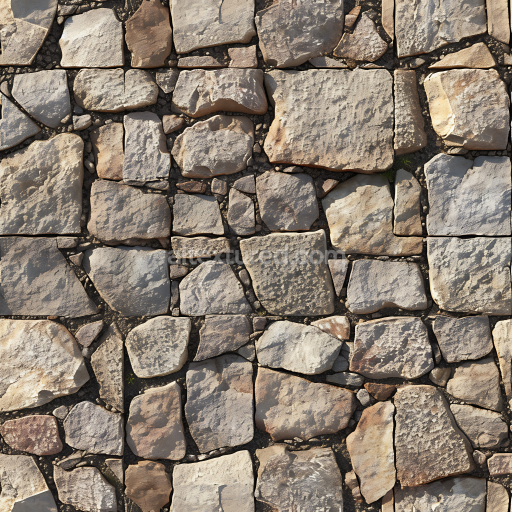 Seamless 3D PBR Texture of Weathered Rough Stone Pavement with Earthy Tones