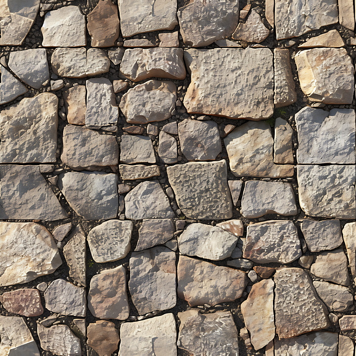 Weathered Rough Stone Pavement with Earthy Tones Asphalt seamless PBR texture preview
