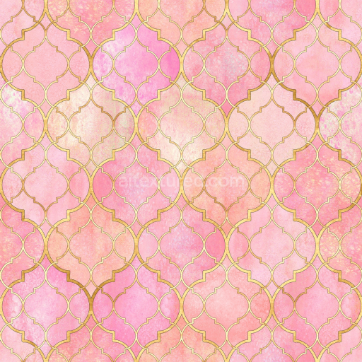 Seamless 3D PBR Pink and Gold Watercolor Pattern Texture