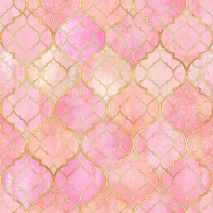 Pink and Gold Watercolor Pattern seamless PBR texture preview