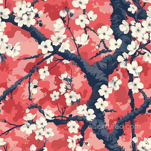 Stylized Floral Camouflage PBR Texture with Cherry Blossom Design seamless Color Camouflage PBR texture