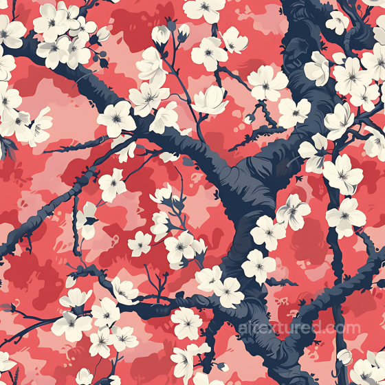 Stylized Floral Camouflage PBR Texture with Cherry Blossom Design Color Camouflage texture preview