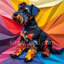 seamless Seamless 3D PBR Texture with Origami-Inspired Black Russian Terrier Pattern texture 8k free download PBR