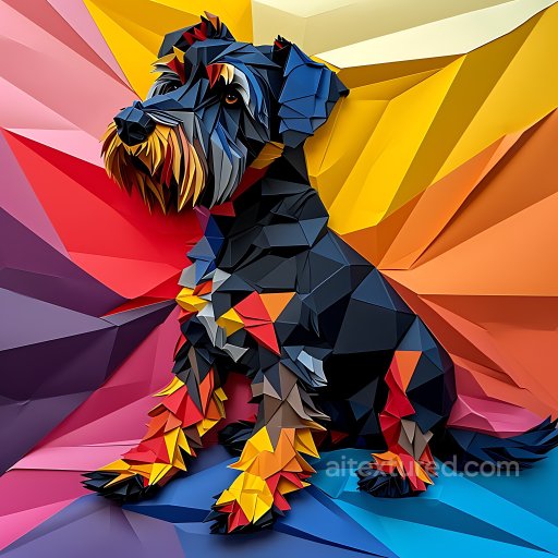 Animal - Seamless 3D PBR Texture with Origami-Inspired Black Russian Terrier Pattern texture preview