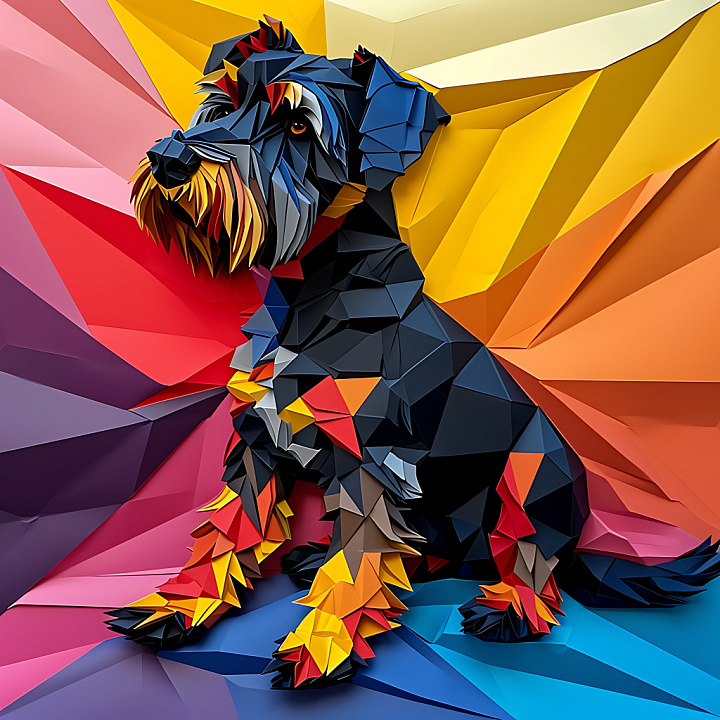 with Origami-Inspired Black Russian Terrier Pattern seamless PBR texture preview