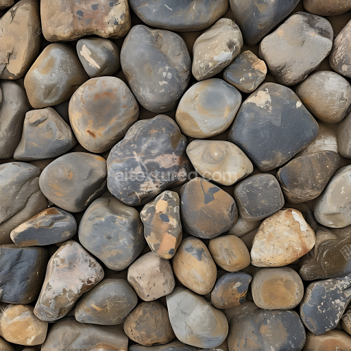 Seamless 3D PBR Smooth River Rock Ground Texture with Weathered Surface