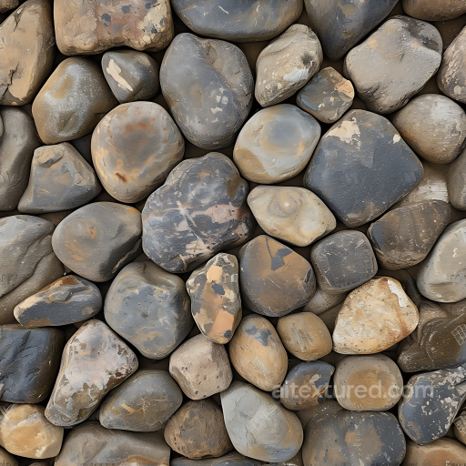 Smooth River Rock Ground Texture with Weathered Surface seamless Stone PBR texture