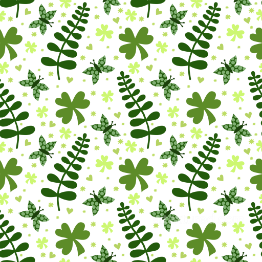 Featuring St Patrick Clover, Ferns & Butterflies Pattern seamless St patrick PBR texture