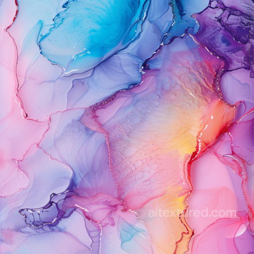 Alcohol Ink PBR Texture with Soft Pastel Fluid Swirls and Translucent Layers seamless Alcohol ink PBR texture