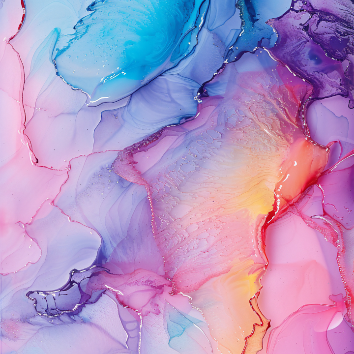 Alcohol Ink with Pastel Multicolor Fluid Swirls and Soft Gradients seamless PBR texture preview