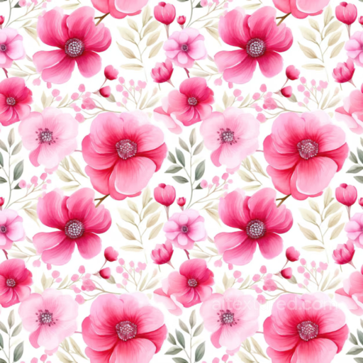 Featuring Pink Flower Pattern with Soft Leaves seamless Pink Flower PBR texture