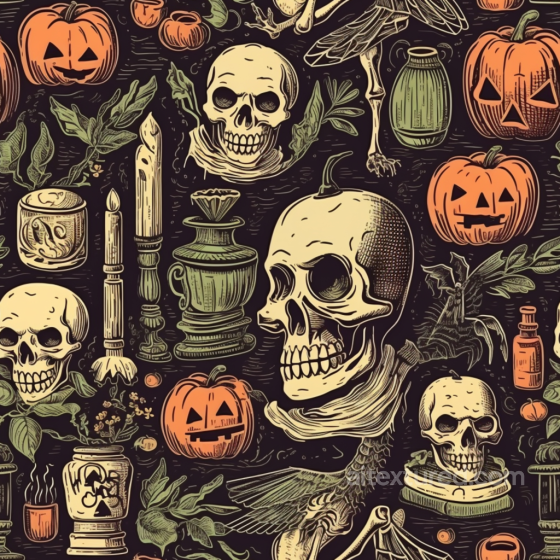 Vintage Halloween Texture with Skulls, Pumpkins, and Eerie Icons Vintage Halloween texture preview
