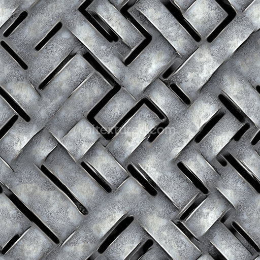 Seamless 3D galvanized steel metal PBR texture with embossed diamond pattern