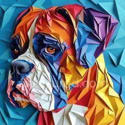 seamless Seamless 3D PBR Texture Featuring Vibrant Origami Boxer Dog texture 8k free download PBR