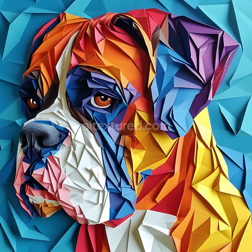 Seamless 3D PBR Texture Featuring Vibrant Origami Boxer Dog