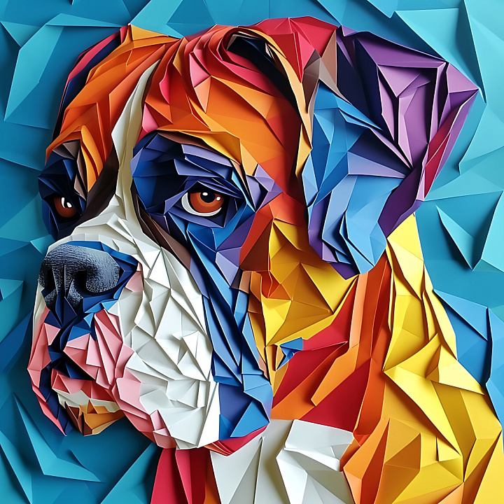 Featuring Vibrant Origami Boxer Dog seamless PBR texture preview
