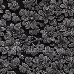 seamless Seamless 3D PBR texture of black leather with detailed embossed floral pattern texture 8k free download PBR