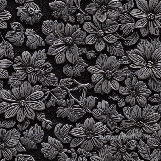 Of Black Leather With Detailed Embossed Floral Pattern Leather texture preview