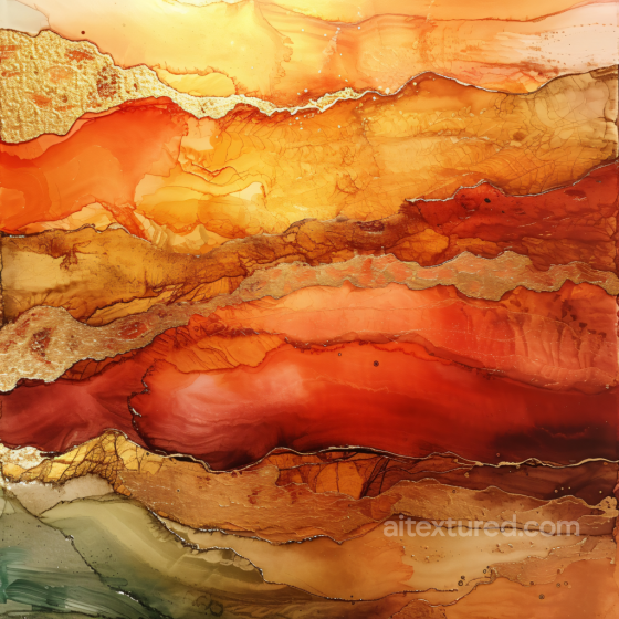 Alcohol Ink PBR Texture Featuring Warm Amber and Gold Fluid Waves Alcohol ink texture preview