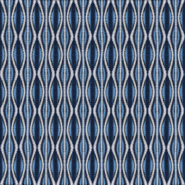 Fabric Sofa with Blue and White Wavy Patterns seamless PBR texture preview
