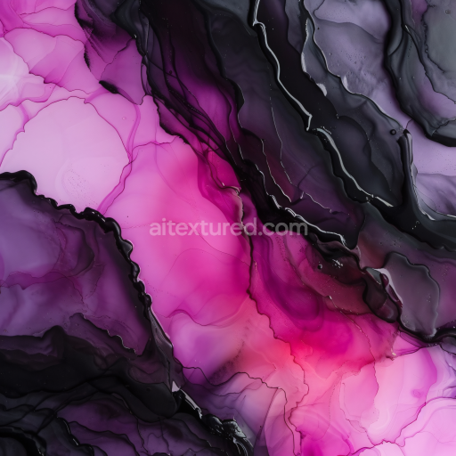 Seamless 3D Alcohol Ink PBR Texture Featuring Deep Purple and Pink Fluid Waves