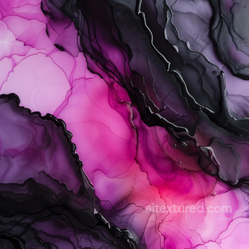 Alcohol Ink PBR Texture Featuring Deep Purple and Pink Fluid Waves seamless Alcohol ink PBR texture