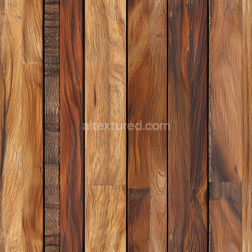 Seamless 3D Rustic Mixed Hardwood Floor PBR Texture with Rich Wood Grain and Varied Warm Hues