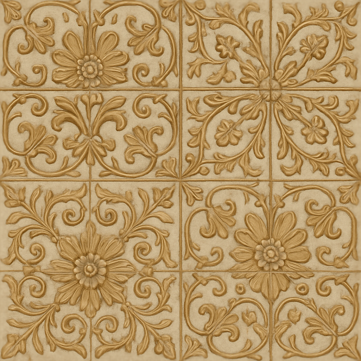 Handmade Tiles Mosaic With Renaissance Style And Floral Motifs seamless PBR texture preview