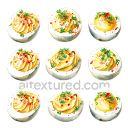 seamless Deviled Eggs Breakfast Illustration Featuring Creamy Filling, Herbs, and Paprika texture 8k free download PBR