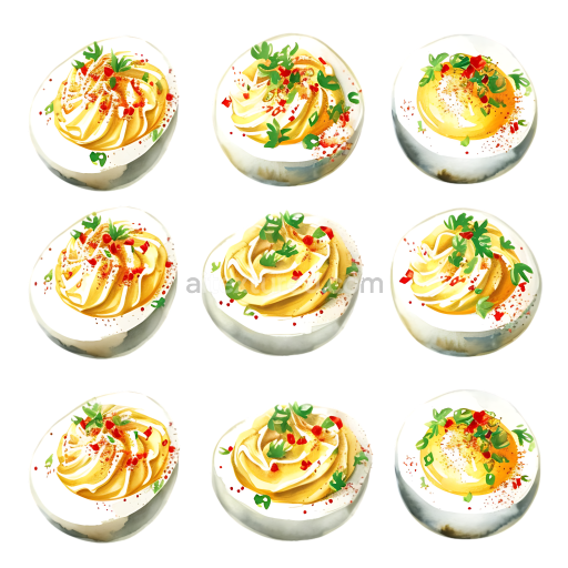 Deviled Eggs Breakfast Illustration Featuring Creamy Filling, Herbs, and Paprika