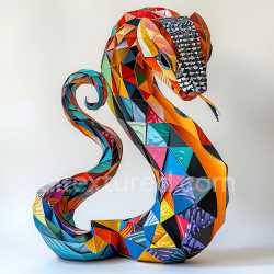 seamless Seamless 3D PBR Texture of Colorful Geometric Origami Snake Scales with Vibrant Triangular Patterns texture 8k free download PBR