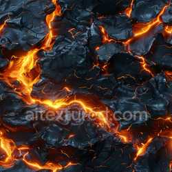 seamless Seamless 3D PBR Texture of Glossy Black Cracked Surface with Bright Lava Glow texture 8k free download PBR