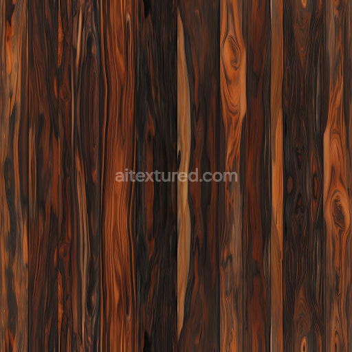 Seamless 3D PBR Texture of Exotic Dark Wood Planks with Rich Grain and Knots