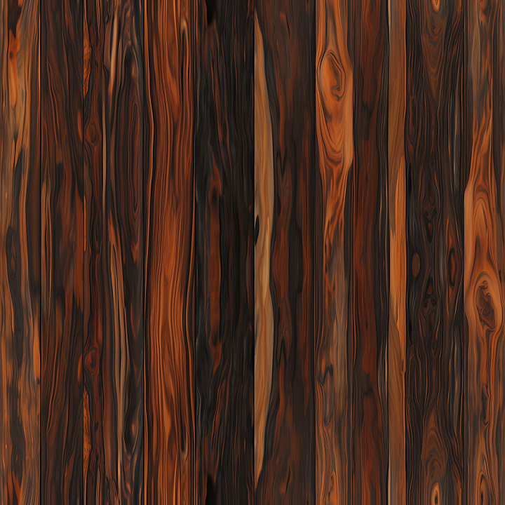 Exotic Dark Wood Planks with Rich Grain and Knots seamless PBR texture preview