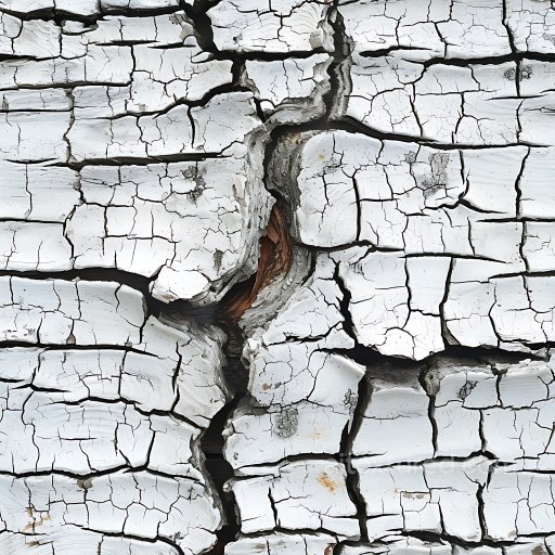 Cracked White Paint Texture With Aged Wood Base And Deep Fissures seamless Cracked & Holes PBR texture