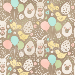 seamless Seamless 3D PBR Digital Paper Texture Featuring Easter Bunnies, Chicks & Balloons texture 8k free download PBR
