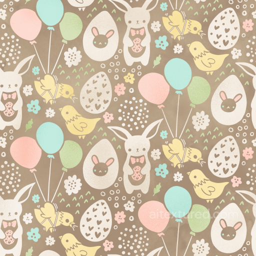 Digital Paper Texture Featuring Easter Bunnies, Chicks & Balloons seamless All Christmas Digital paper PBR texture