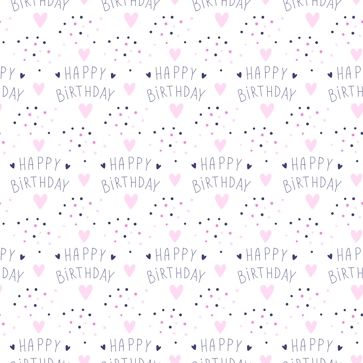 Featuring Pink Hearts and Happy Birthday Text seamless PBR texture preview